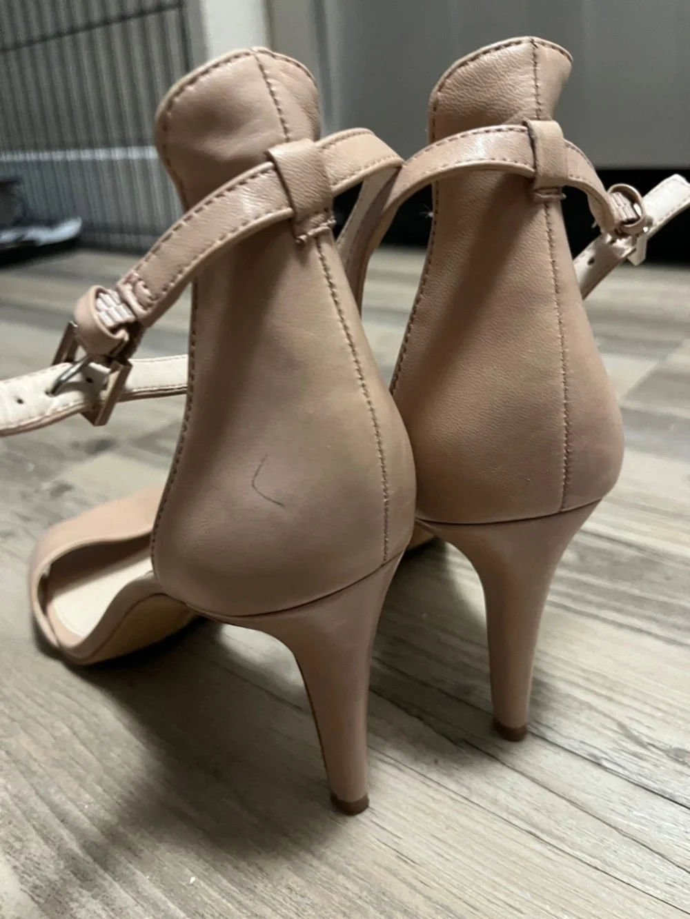 Vince Camuto Blush Nude Ankle Strap Open-Toe Heels - Picture 8 of 8